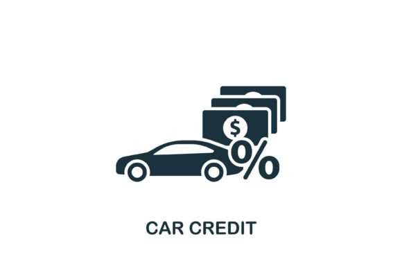 Car Credit Icon: A Simple Line Element for Banking and Finance